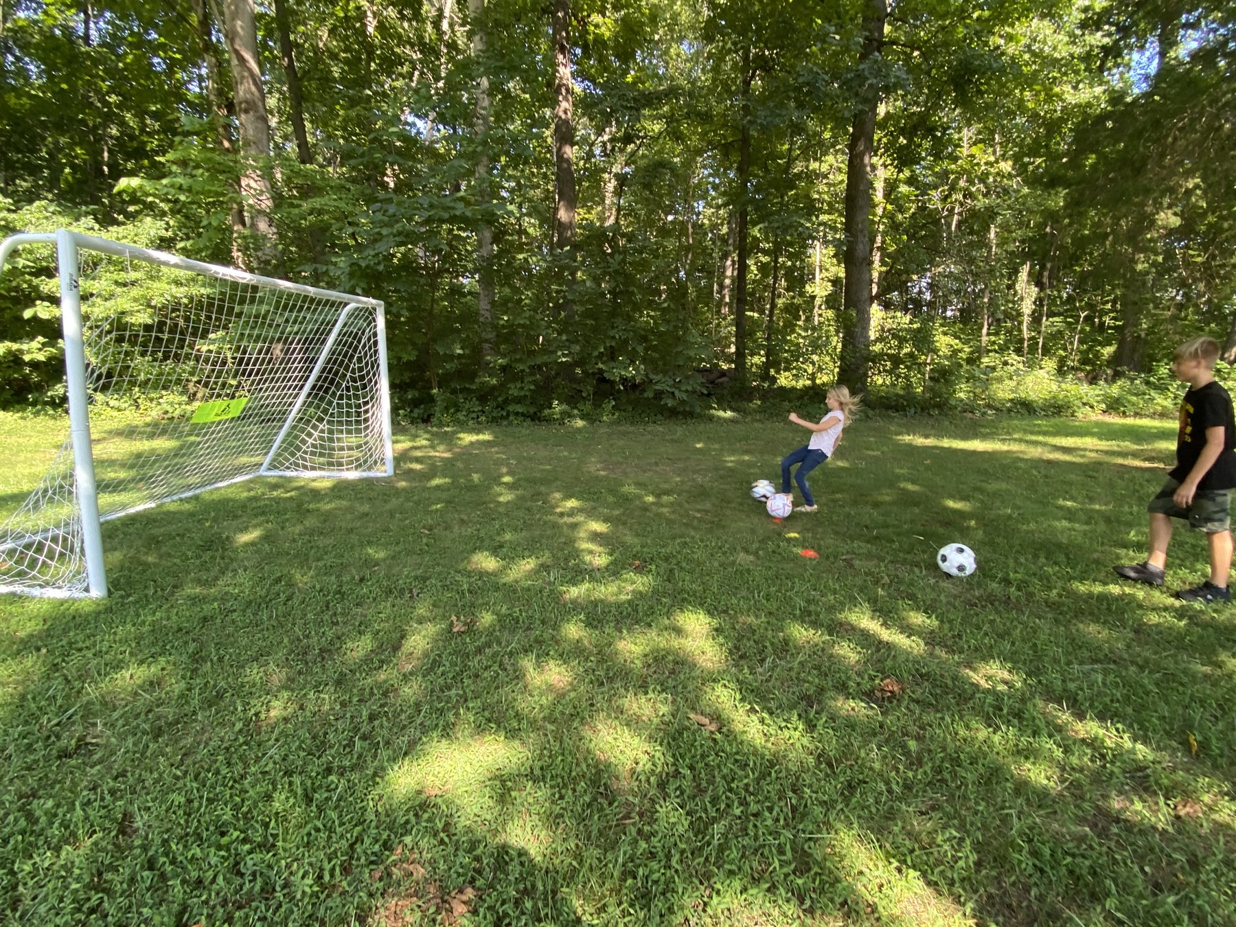 Campers playing soccer
