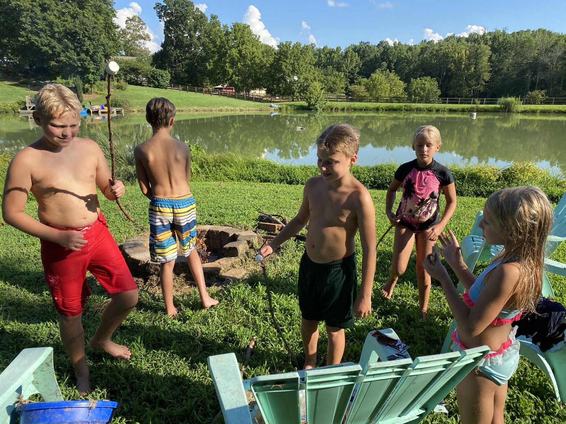 Campers by the pond